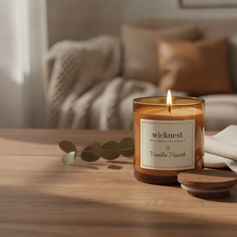 Wicknest Vanilla Hearth soy candle